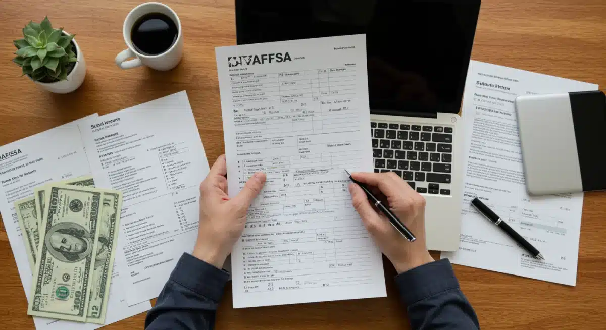 Student completing FAFSA form on laptop
