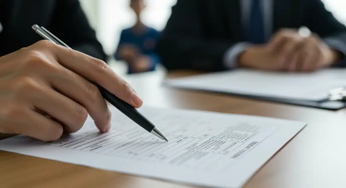 Detailed view of a person filling out Medicaid application forms