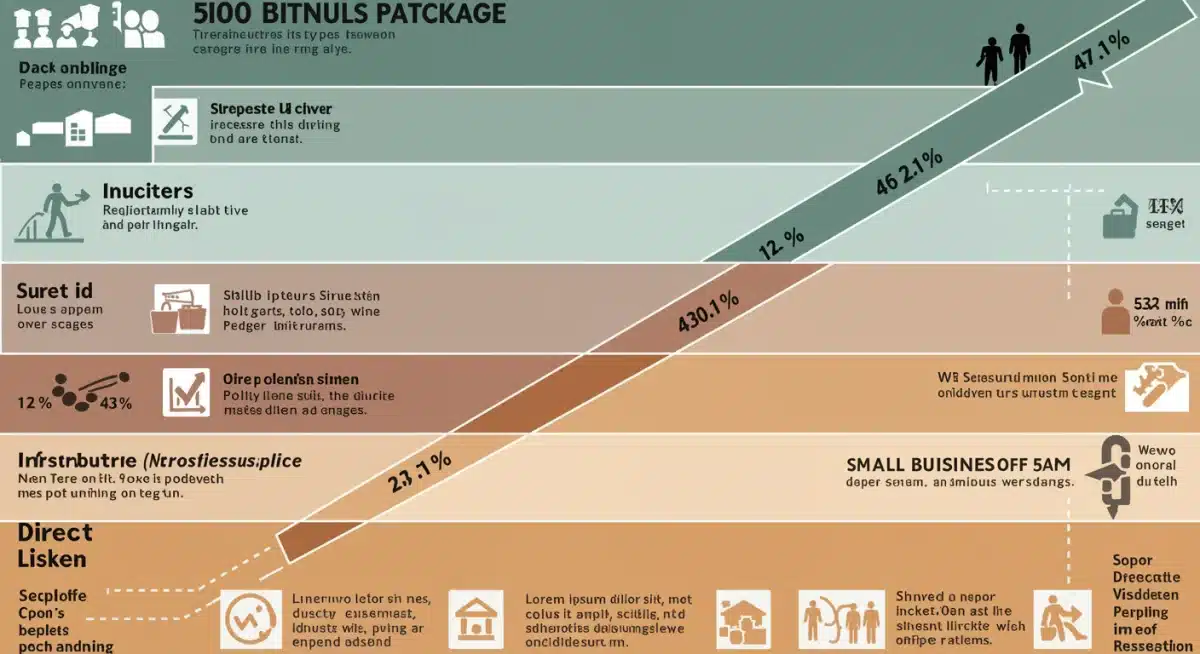 Infographic detailing the allocation of the 0 billion federal stimulus package across various economic sectors.