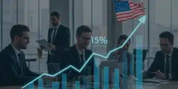 Professionals collaborating in modern office, symbolizing US job growth and economic rebound