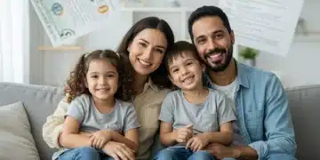 Smiling family benefiting from child tax credit expansion