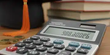 Calculator displaying savings with graduation cap and textbooks, symbolizing education tax credit benefits