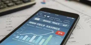 Comparing 2026 High-Yield Savings Accounts: Best Rates for Emergency Funds Smartphone displaying high-yield savings account with 5% growth