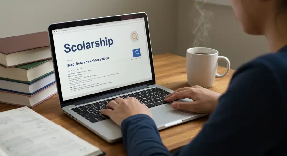 Student researching niche scholarship opportunities online