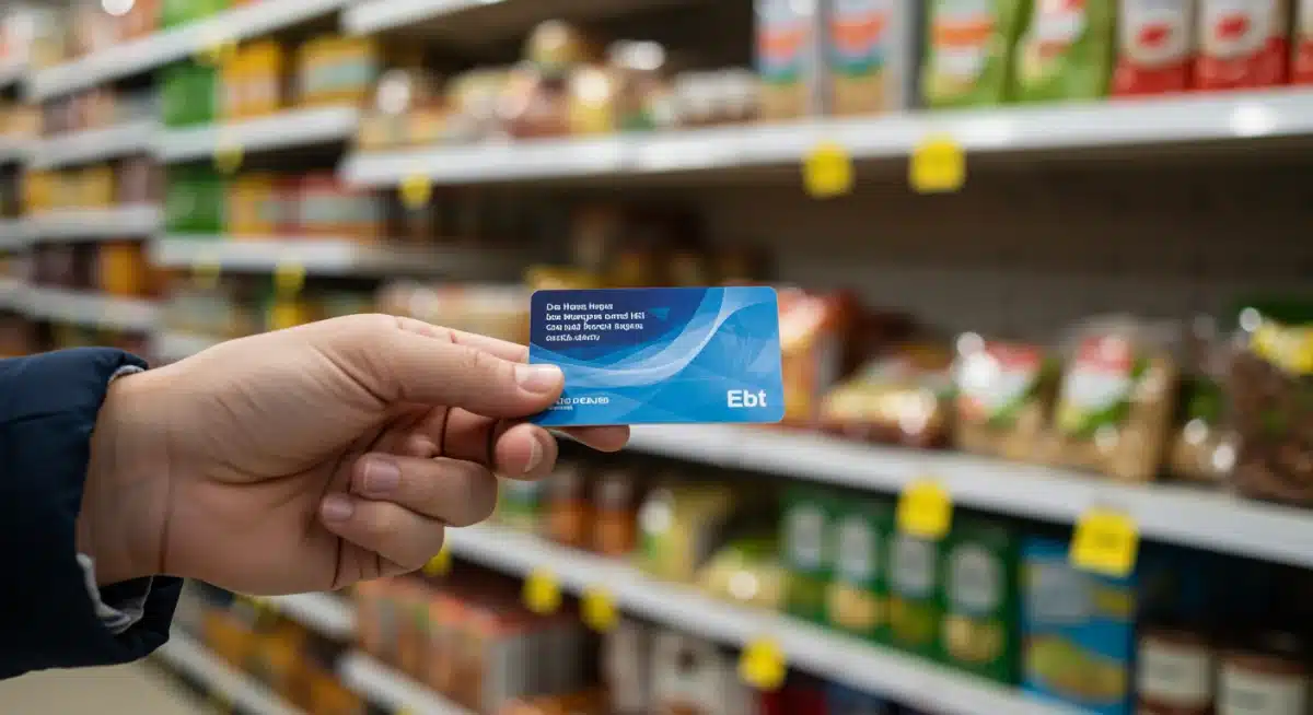 EBT card being used at a grocery store checkout, illustrating practical SNAP benefit usage.