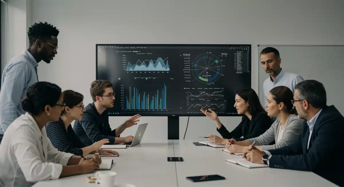 Professionals collaborating in a modern learning environment, discussing career development strategies.