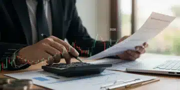 Financial charts and calendar showing 2026, with a person planning finances, illustrating tax code changes impact.