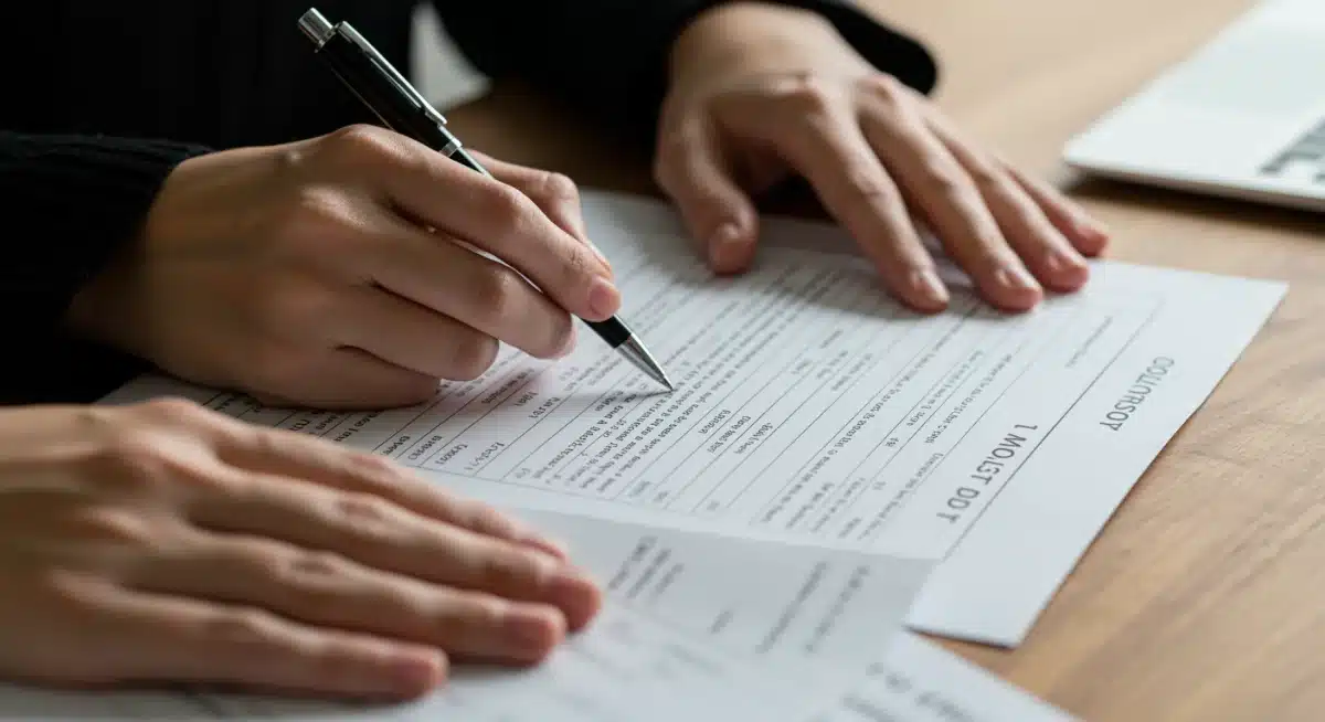 Hands filling out an application form for utility bill assistance.