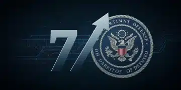 Graphic depicting a 7% increase in US DoD budget allocations for 2026, emphasizing key defense areas.