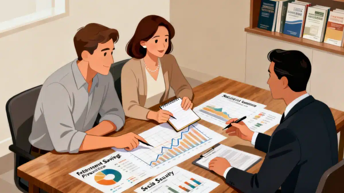 Couple consulting a financial advisor about Social Security strategies