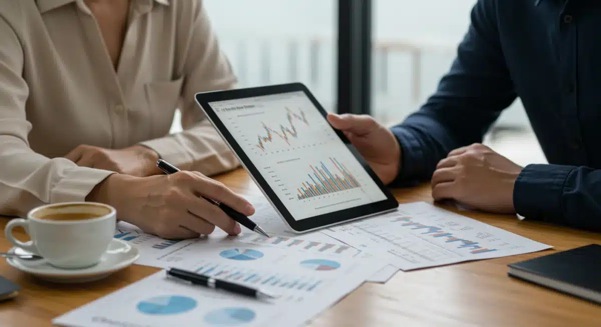 Couple reviewing investment portfolio performance on a tablet