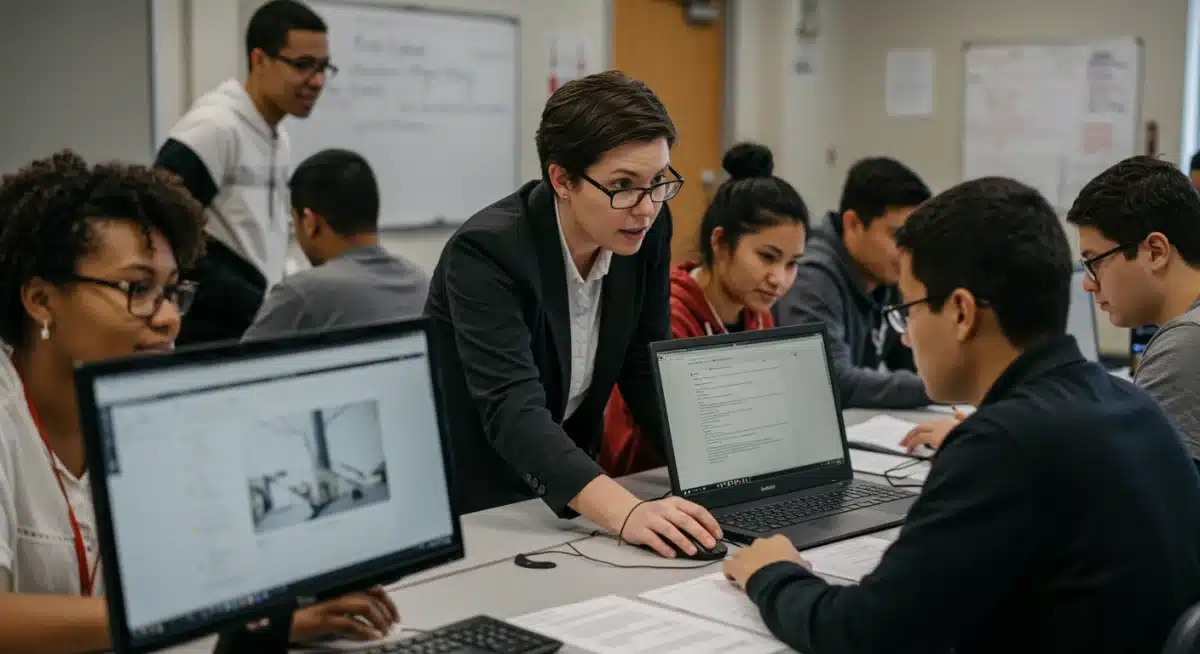 Job training workshop for adults and young people, emphasizing federal program support for workforce development.