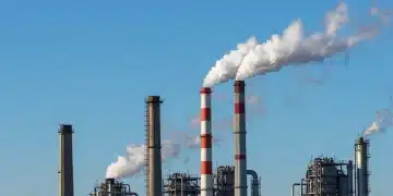 Clean air over industrial complex with reduced emissions
