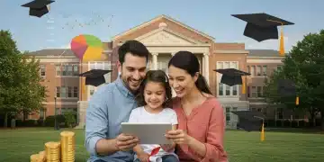 Family planning for college education with a 529 plan, showing financial growth and future success.