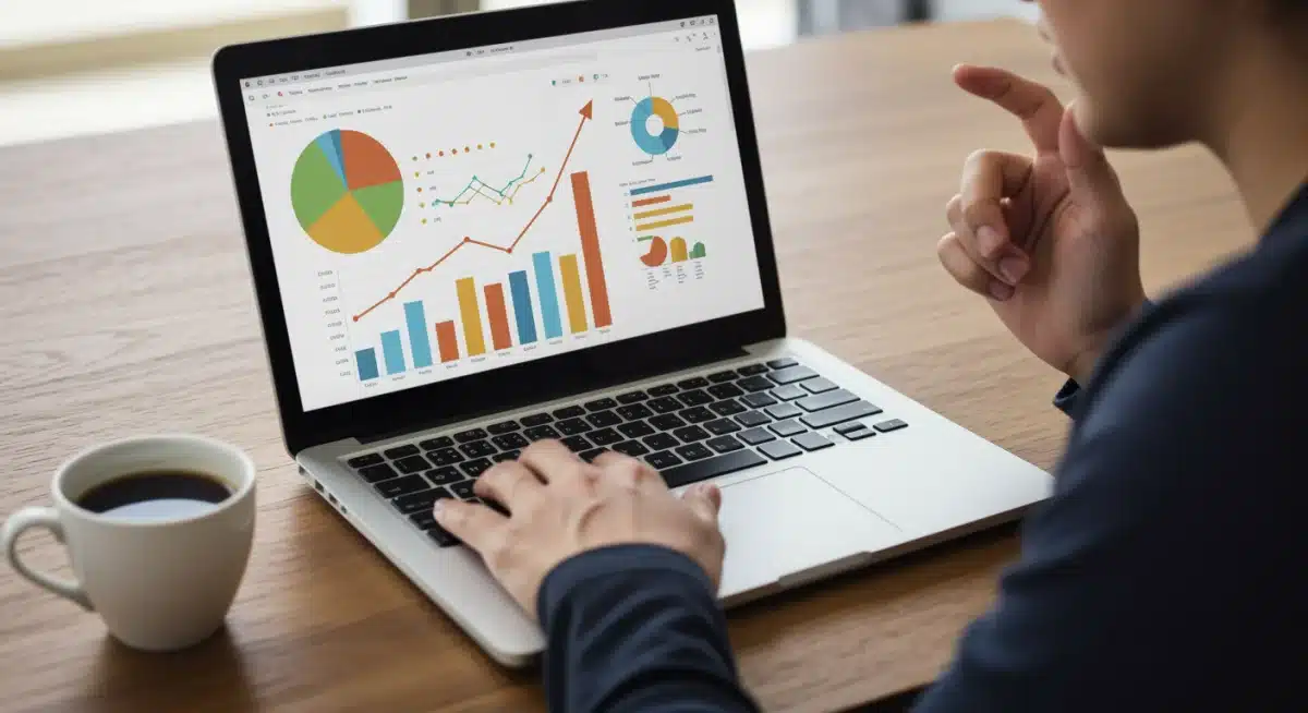 Individual analyzing financial growth charts on a laptop, symbolizing retirement investment strategies.