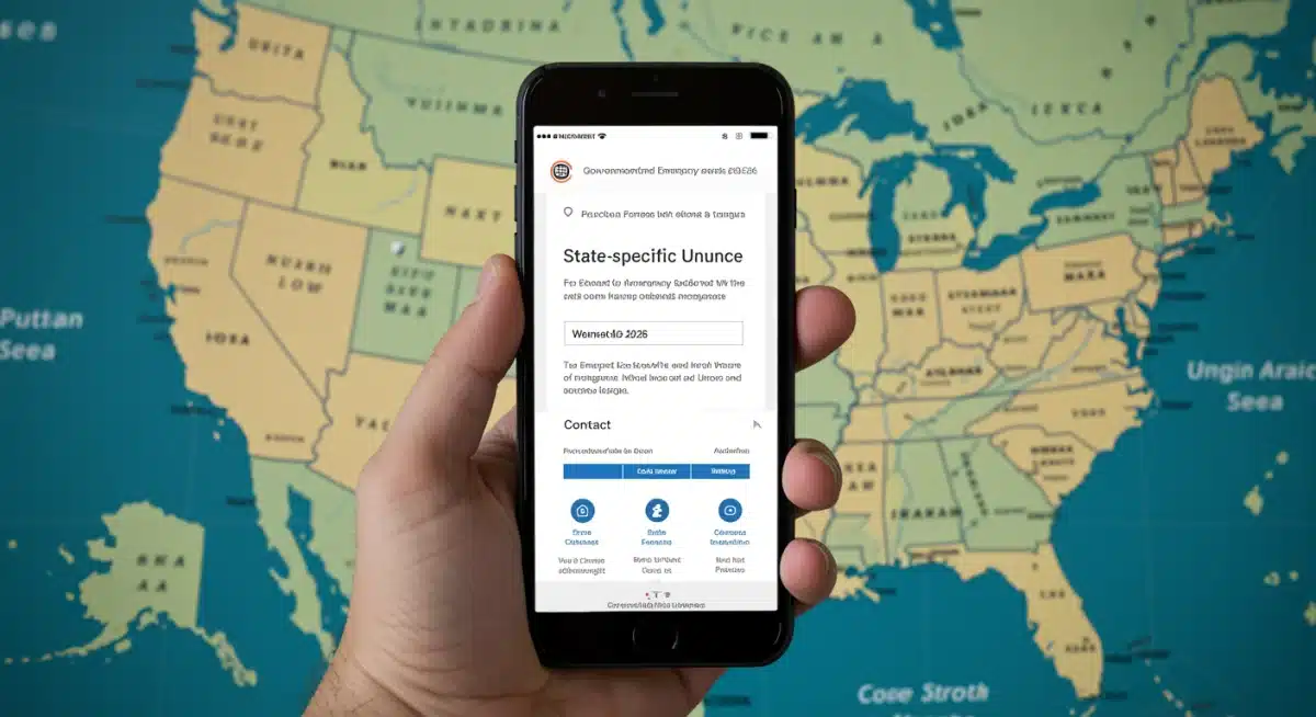 Smartphone showing state emergency assistance website for 2026