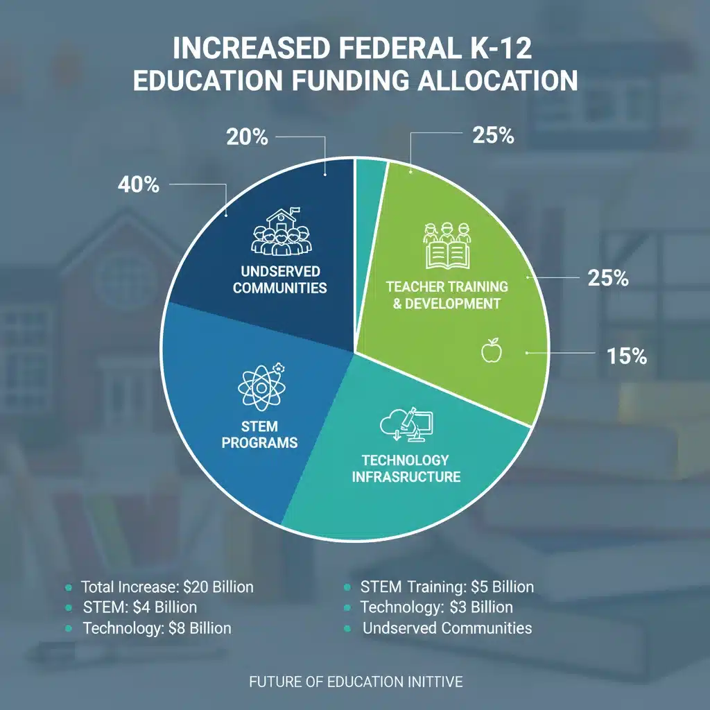 Infographic detailing federal funding allocation for K-12 STEM and education programs.