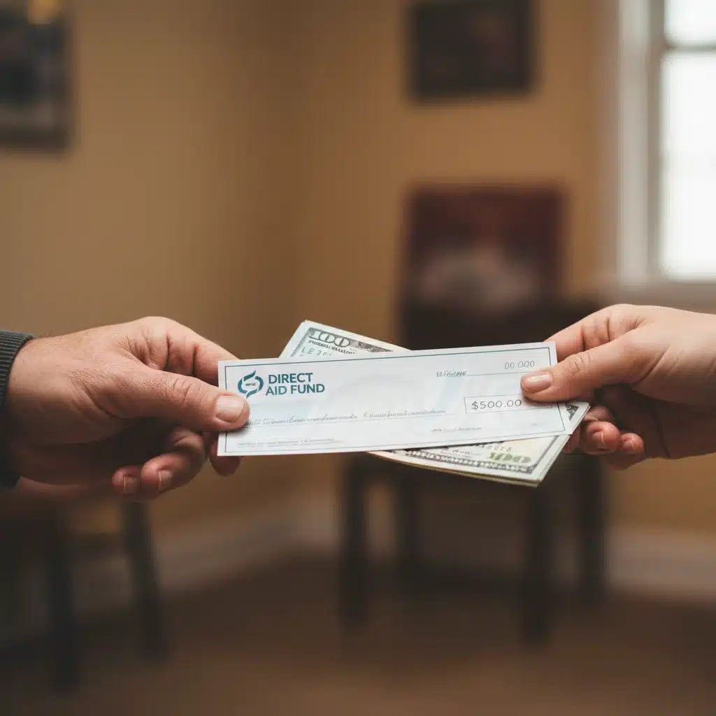 Hands exchanging financial aid, representing direct support for veterans.