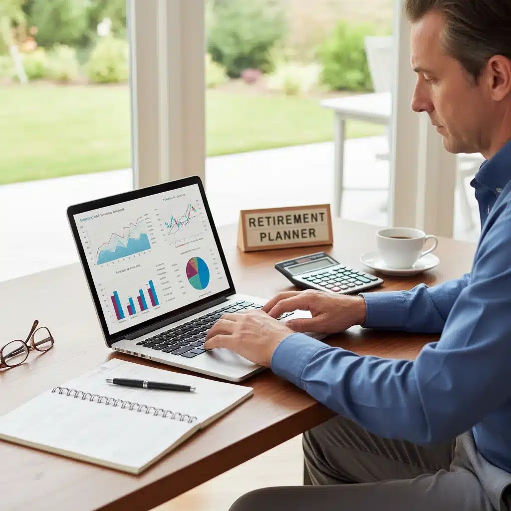 Individual reviewing financial data for retirement strategy adjustment