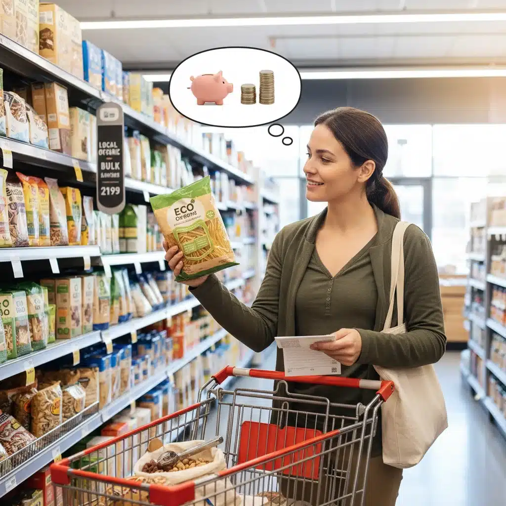 Mindful grocery shopping to reduce monthly food expenses and save money