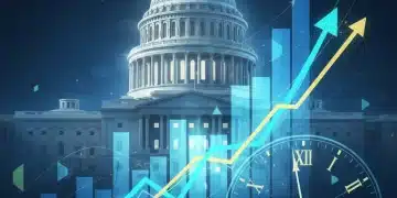 US economic growth forecast 2026 with upward trendline and financial charts.
