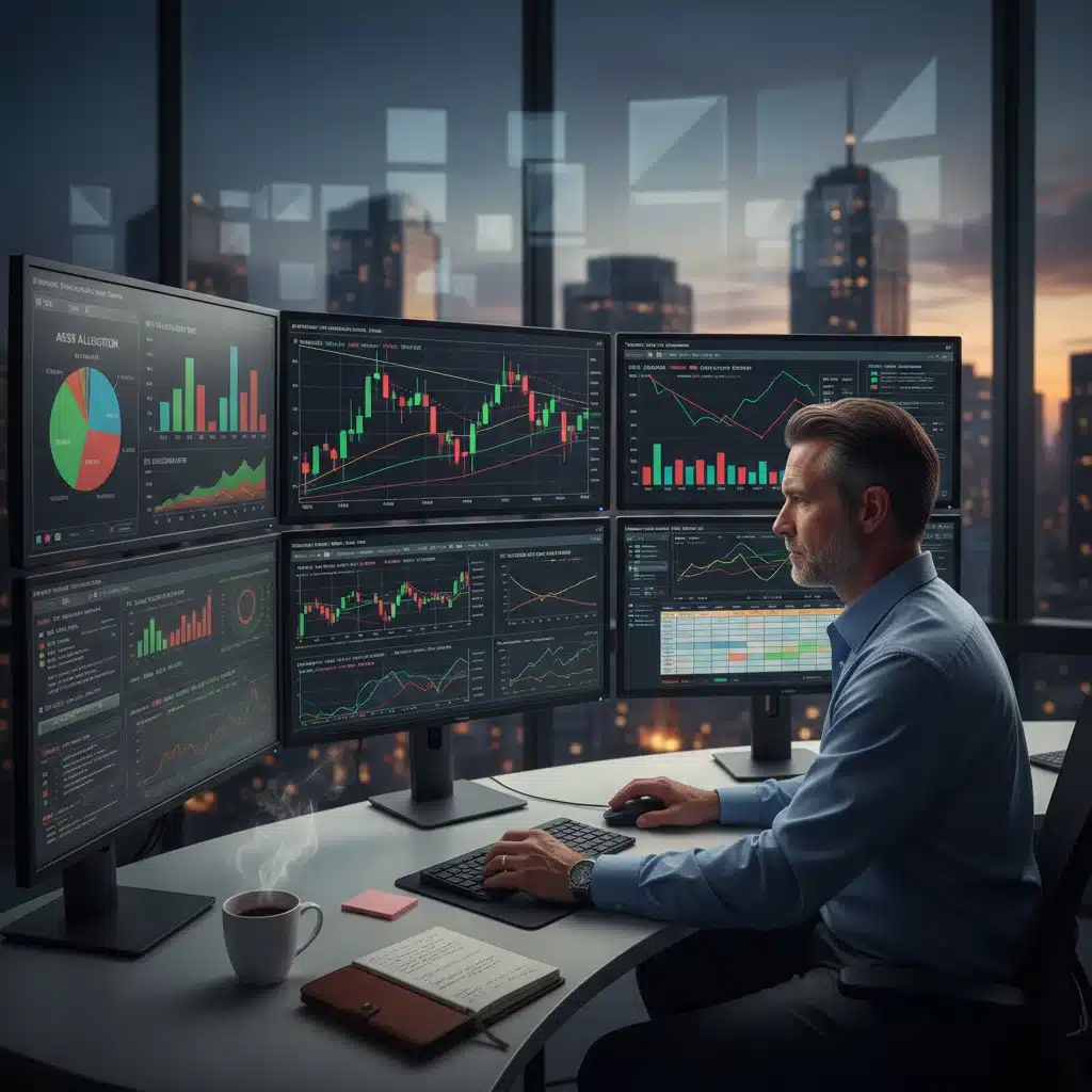 Investor rebalancing portfolio in response to economic data and interest rate changes