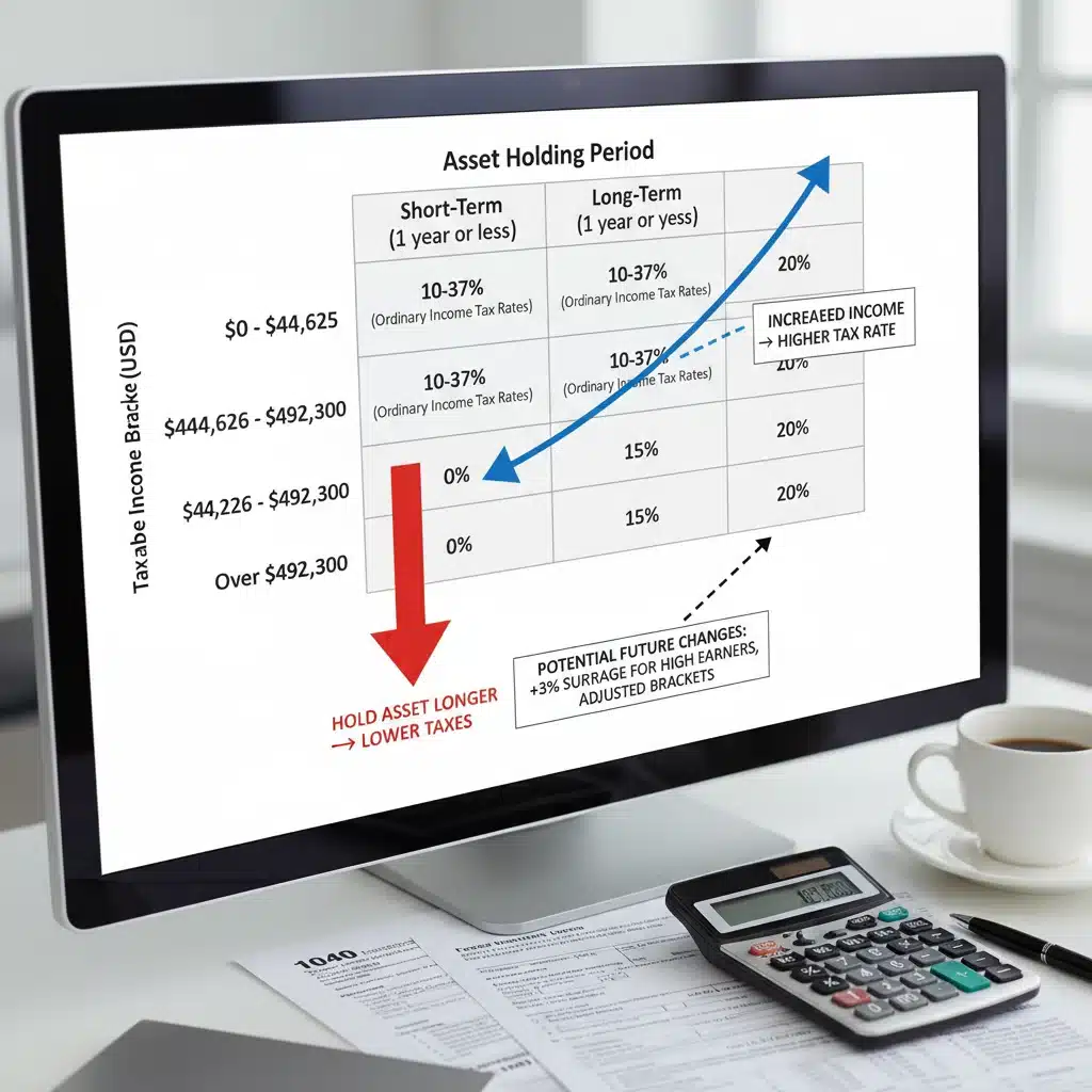 Chart showing varying capital gains tax rates and their impact