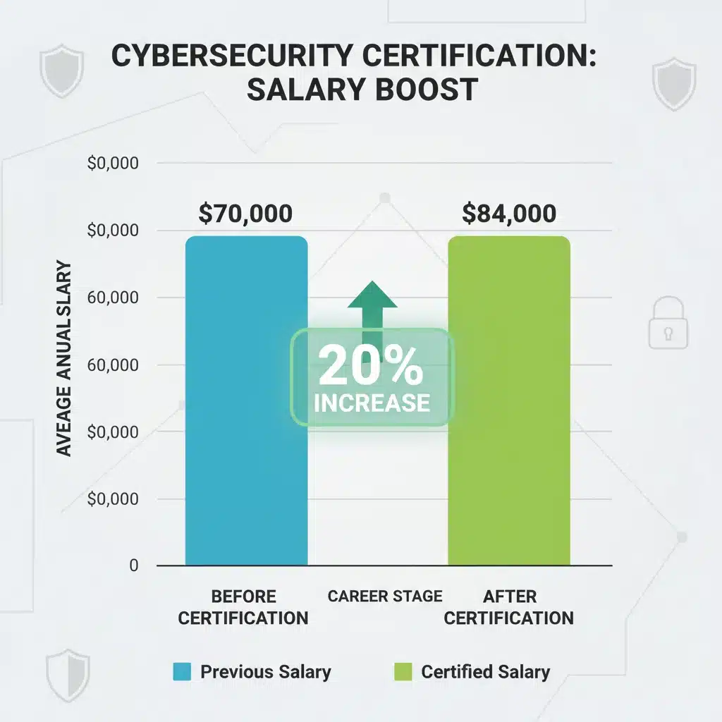 Infographic showing salary increase after cybersecurity certification