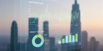 Futuristic digital interface showing mortgage rate trends for 2026